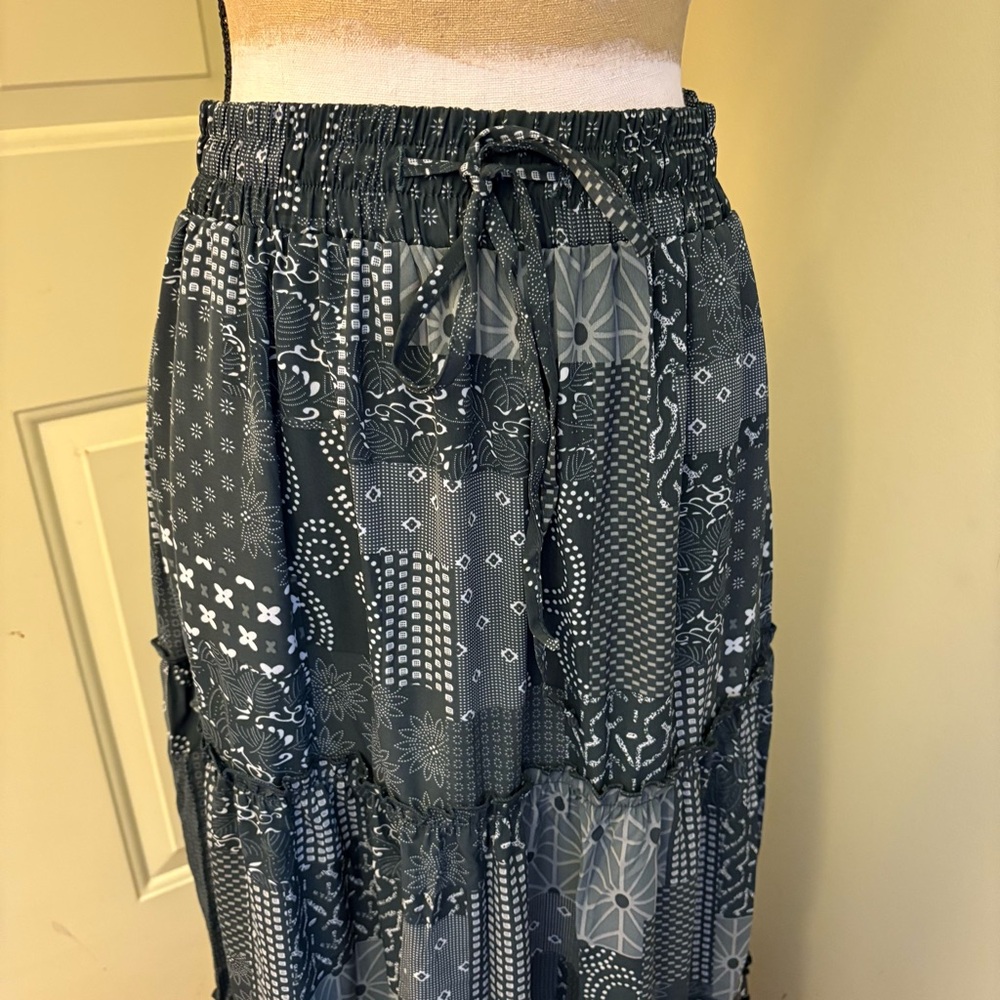NWT BOHO Patchwork Maxi Skirt size M - Picture 4 of 14